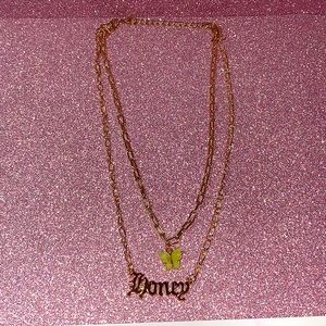 Yellow butterfly honey necklace